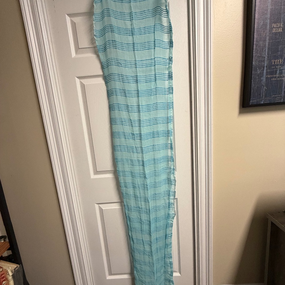 Eileen Fisher Cotton Scarf Turquoise/Aqua Blue